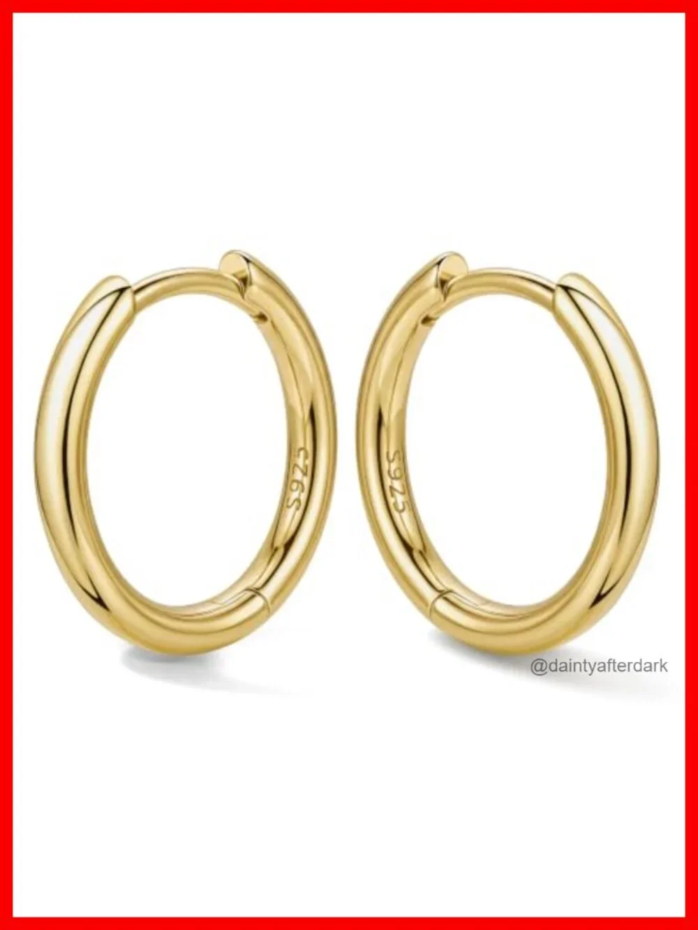 14k Gold Plated Sterling Silver Hoop Earrings for Women Hypoallergenic Huggie